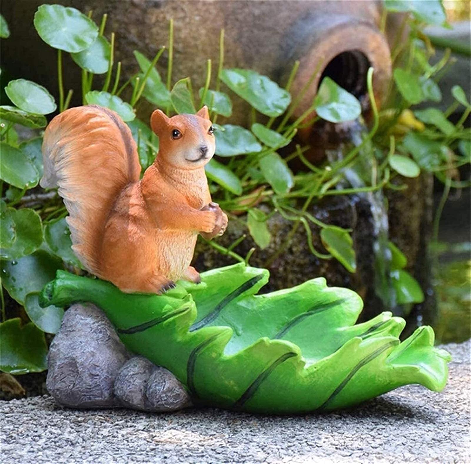 Ornamenti da Giardino all'aperto Scultura da Giardino Vaso da Fiori Scoiattolo Scultura Modello Creativo Fioriera da Esterno Stoccaggio Modello Animale Decorazione Ornamenti da Giardino fatato