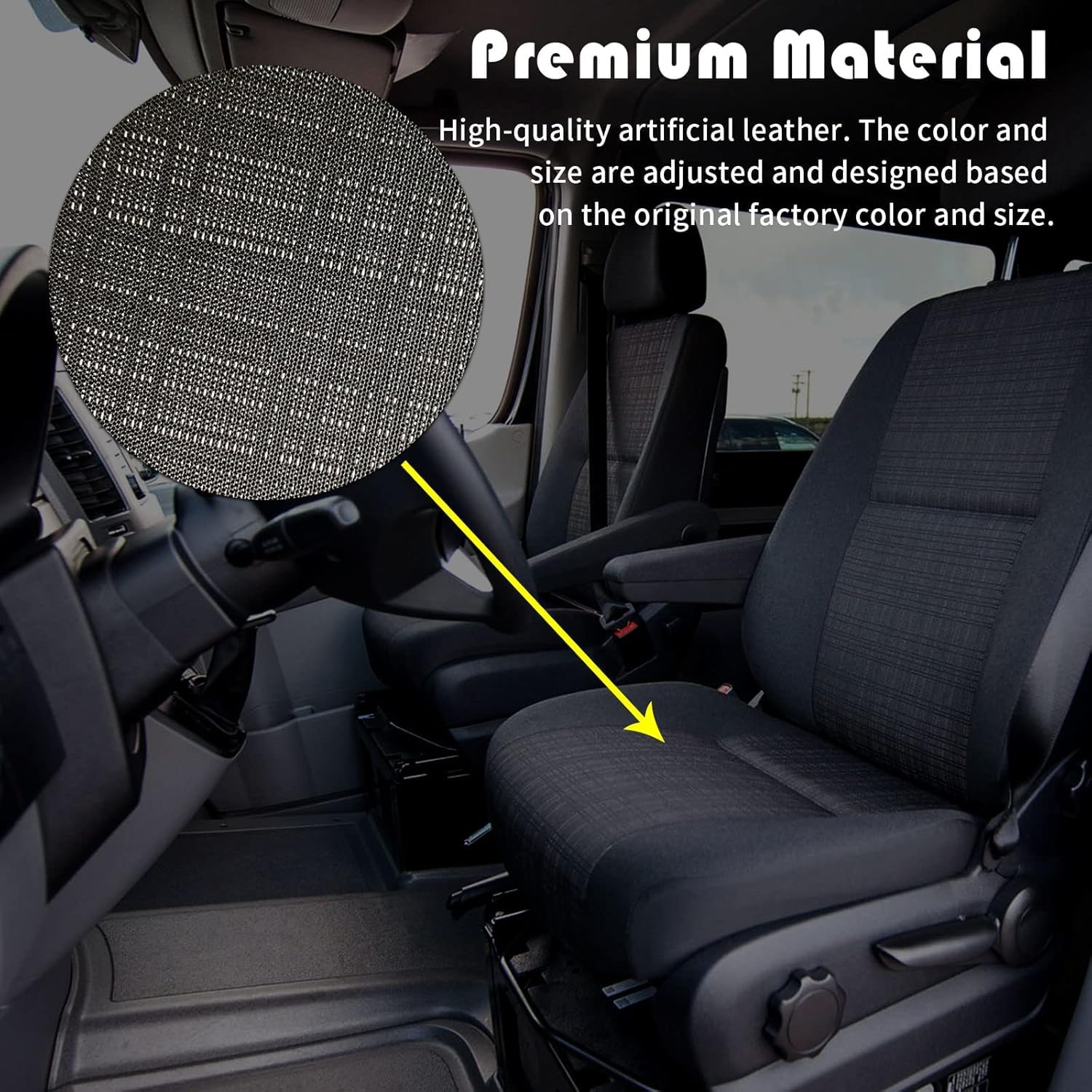 Générique Housse d'Assise Siège Conducteur Tissu Gris - Noir Premium Luxe Compatible avec Mercedes Sprinter W906 2014-2018