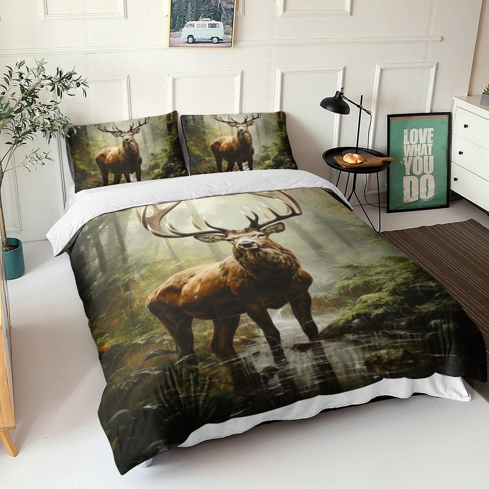 Housse de couette gothique cerf avec taies d'oreiller en literie 3D douce