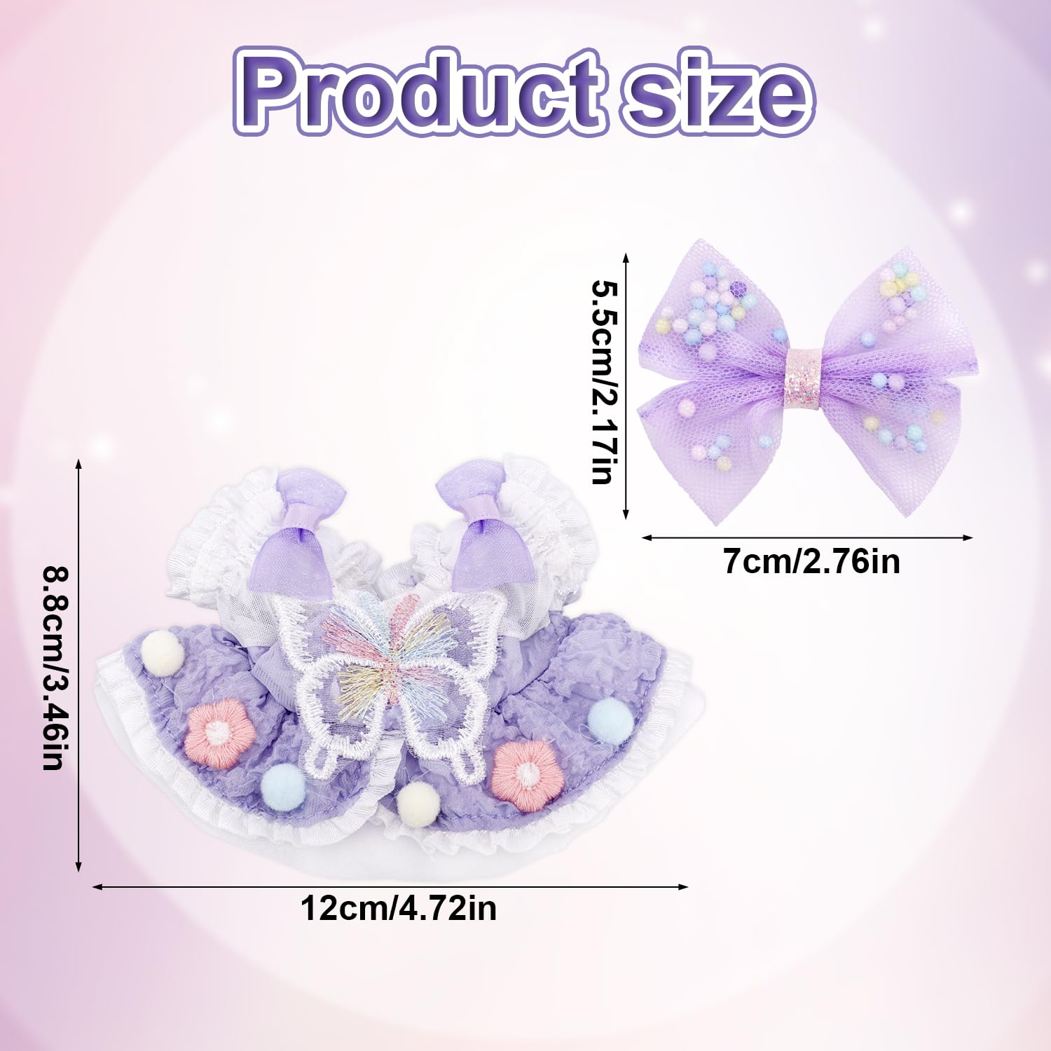 LEWOTE Set di vestiti compatibile per bambole Labubu, cappello vestito ornamenti accessori set per bambole da 17 cm/6,7 pollici (set 1 rosa camera