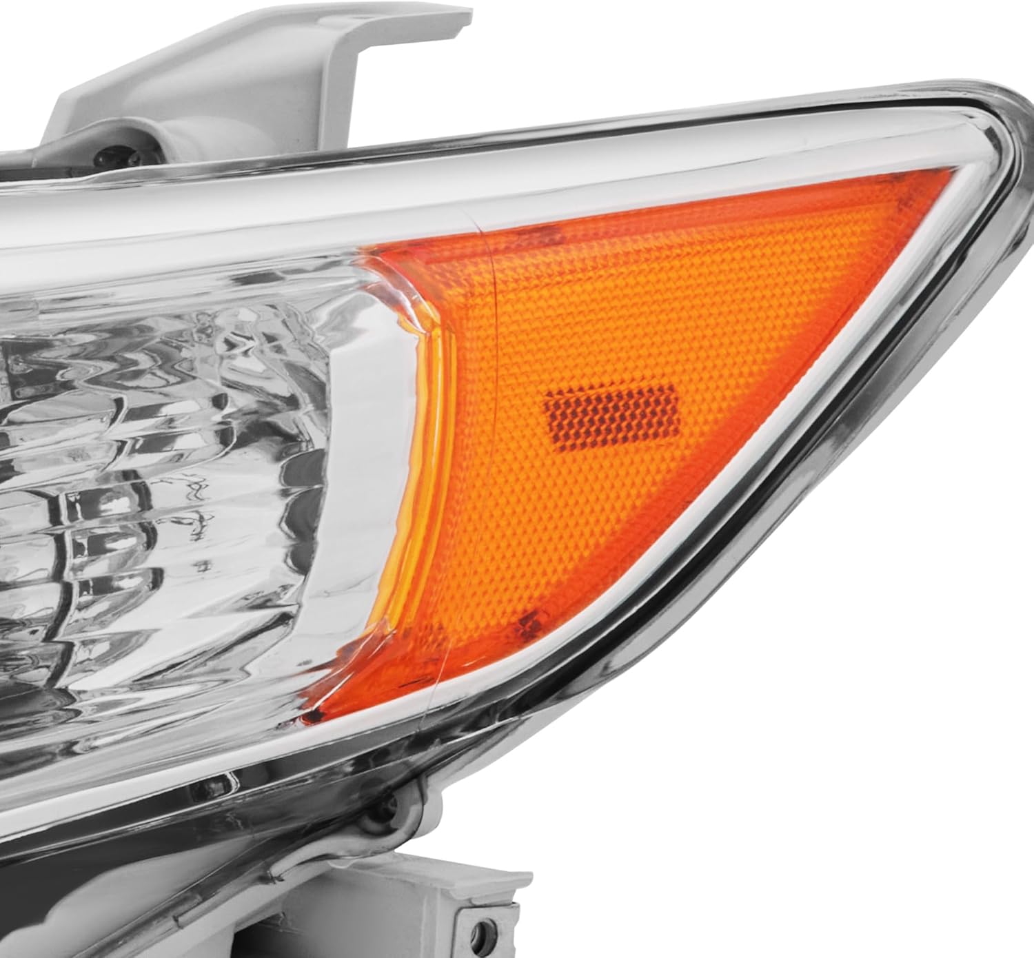 Headlight Assembly Compatible with 2012 2013 2014 Toyota Camry L/LE/XLE/Hybrid Halogen Headlamp, Chrome Housing Amber Reflector