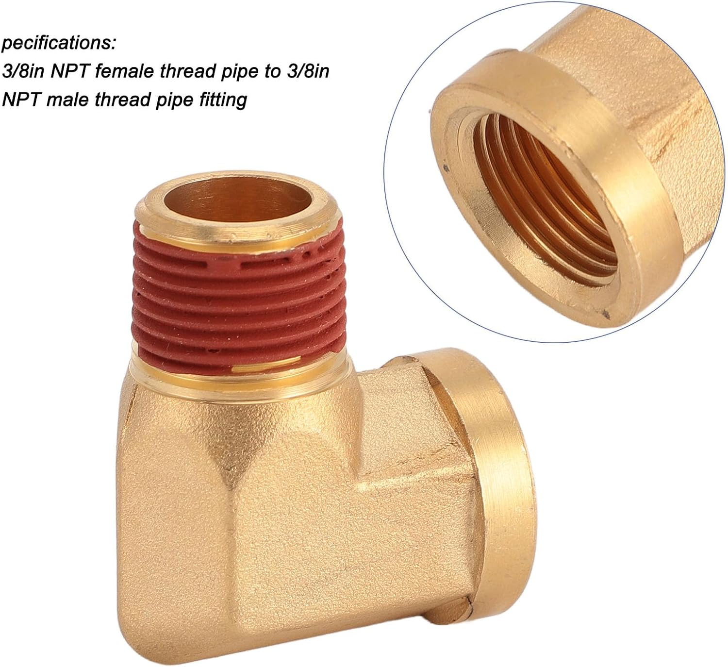 3/8in NPT Brass Pipe Fitting 90 Degree Leakage Proof Male Female Adapter Air Gas Oil Hose Connector