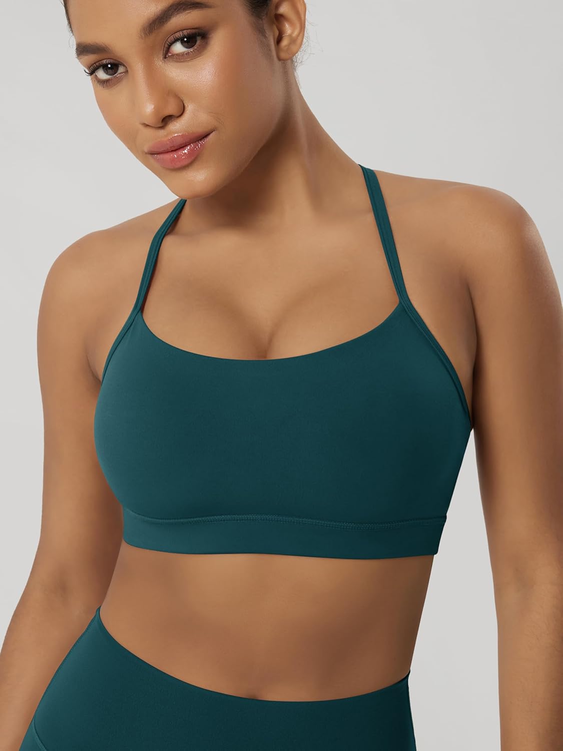 ODODOS Cloud Feeling Y Racerback Sports Bra for Women Wirefree Padded Strappy Yoga Bra - Image 2