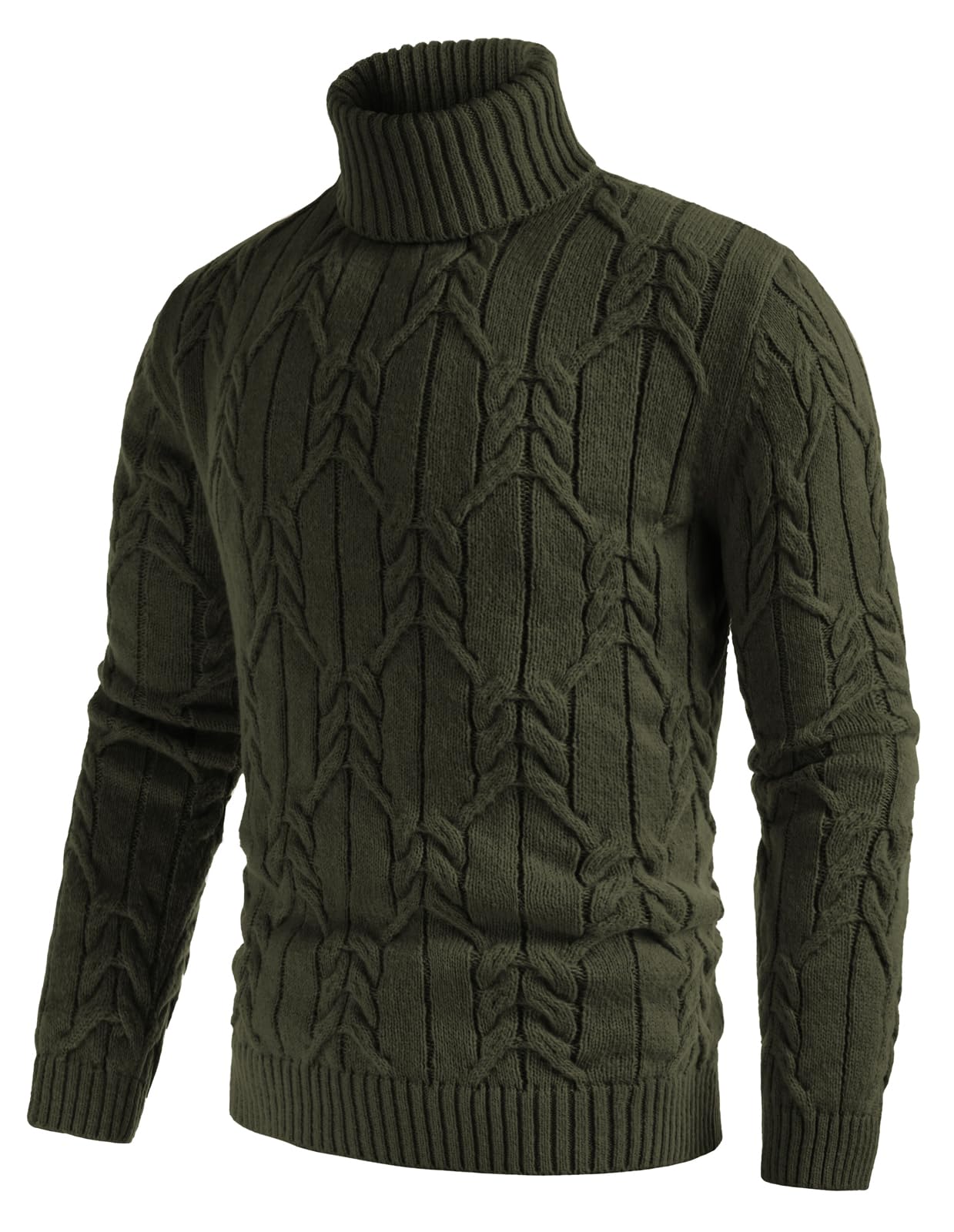 GRACE KARIN Maglione da uomo a collo alto a maniche lunghe maglioni lavorati a maglia a treccia Slim Fit Mock Neck Twisted Pullover