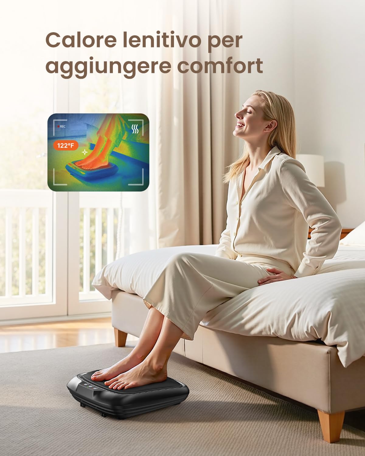 RENPHO Massaggiatore con calore, Macchina per Massaggiatore Elettrico per Piedi Shiatsu per Schiena per Impastare a Caldo per Gambe