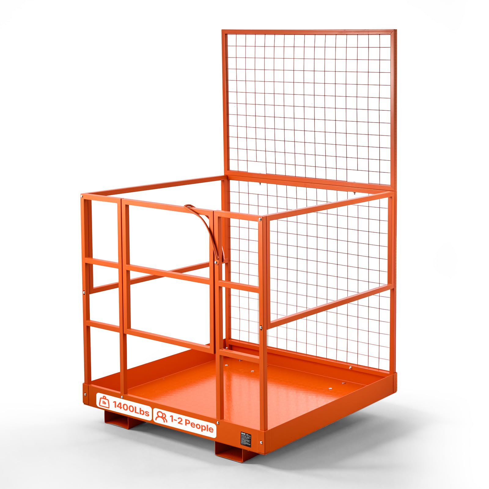 VEVOR Jaula de Seguridad para Montacargas 1225 x 1148 mm, Capacidad de 635 kg, Cesta para Operario de Acero con Orificio de Drenaje, Pasadores de Bloqueo para Carretilla Elevadora, Trabajo en Altura