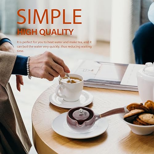 Miniatura 5 de Hemoton Pequeña tetera de cerámica verde de la manija lateral de la tetera casera del PDA de la tetera