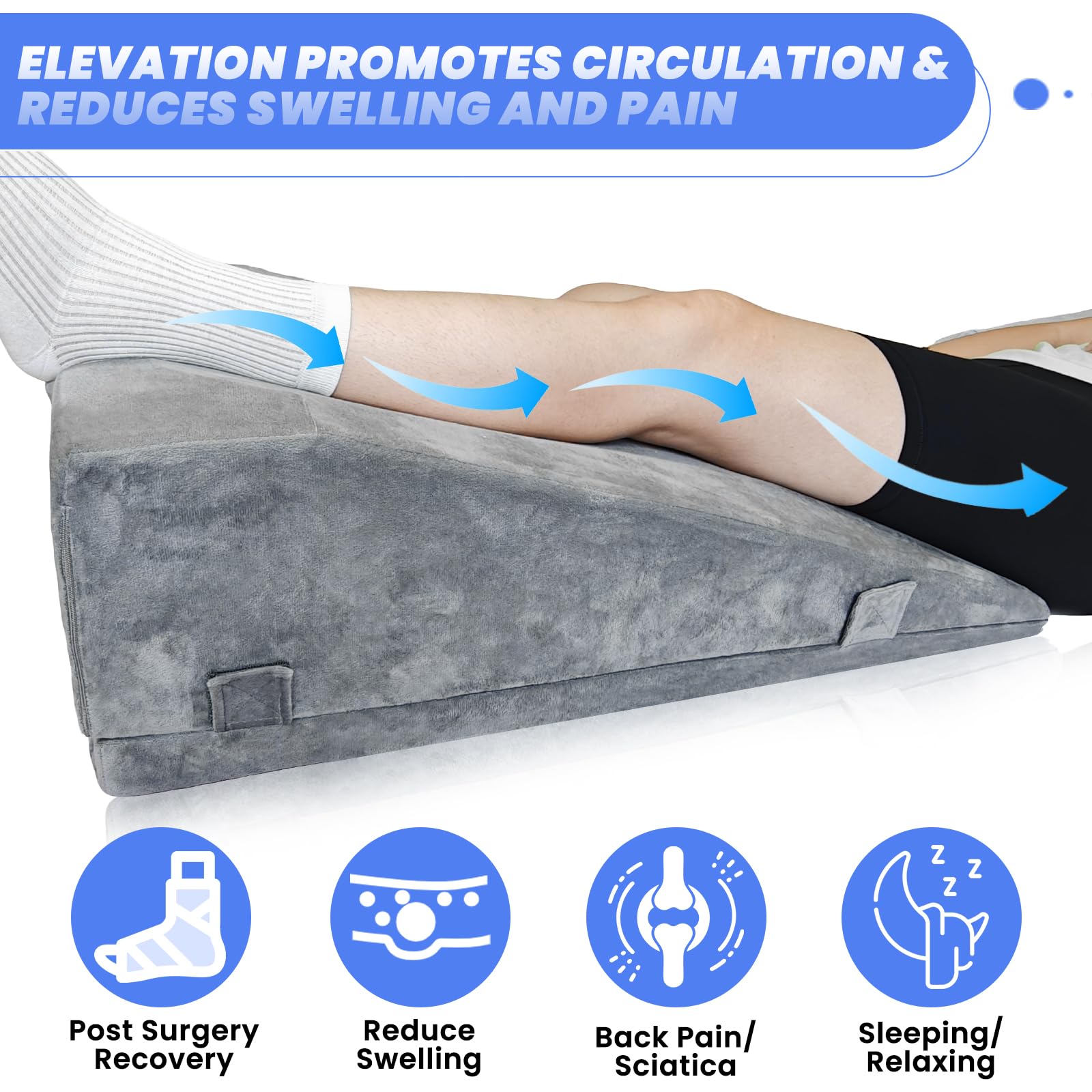 Almohada de espuma viscoelástica para dormir de lado, almohada de pierna para rodilla, color blanco