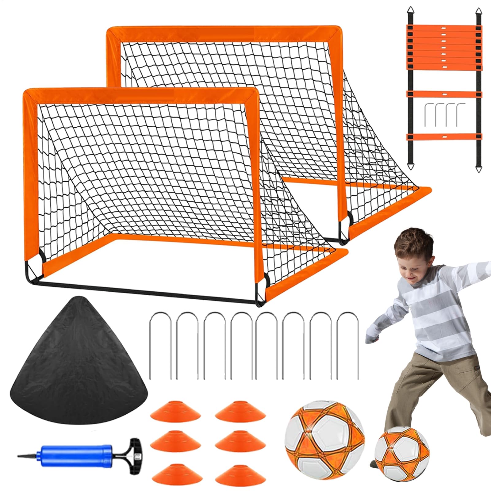 Ensemble de filets de football pour enfants - Équipement sportif pour l'école, jeux d'entraînement, jeux d'entraînement, etc