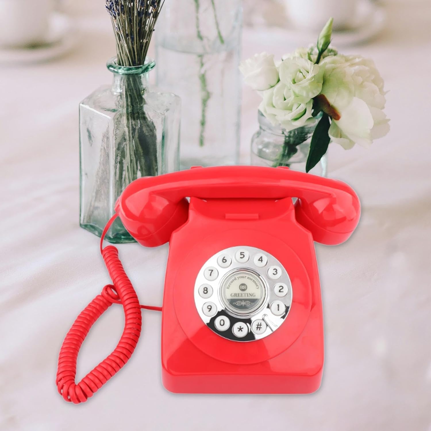 HiaiLouse オーディオゲストブック レトロスタイル 電話機 簡単操作 メッセージレコーダー 思い出保存 ウェディングフォン
