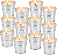SWIND 12 Pack Citronella Candles Outdoor, Pure Citronella Oil, 2oz Candle up to 120 Hours Burning, Small Bucket, Natural Soy Wax Candle for Patio, Home, Backyard