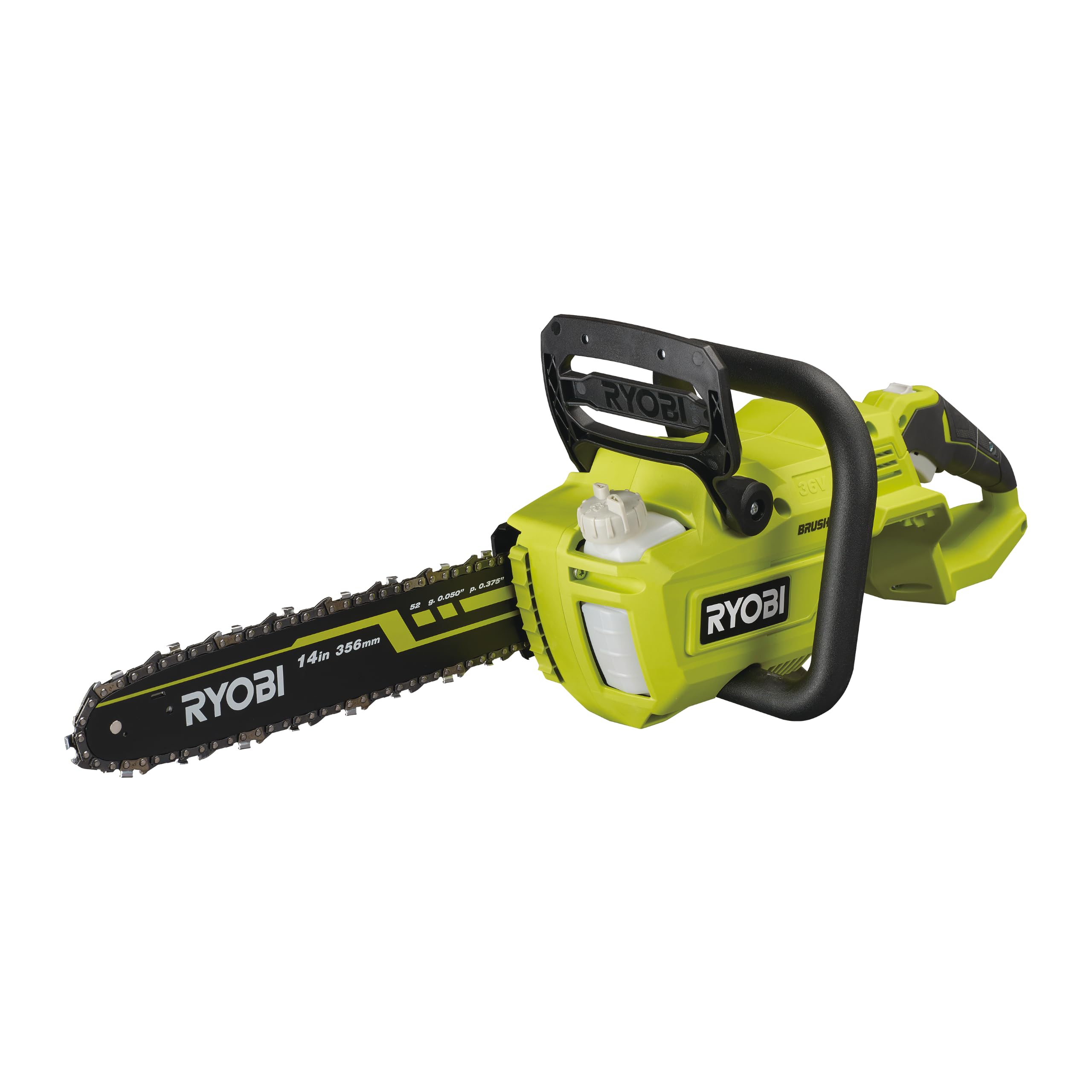 RYOBI Tronçonneuse Brushless 36V MAX POWER RY36CSX35A-0 – Abattage, Débitage de Bûches, Élagage et Coupe de Bois de Chauffage, Guide 35 cm, Chaîne Haute Vitesse, Sans Batterie ni Chargeur