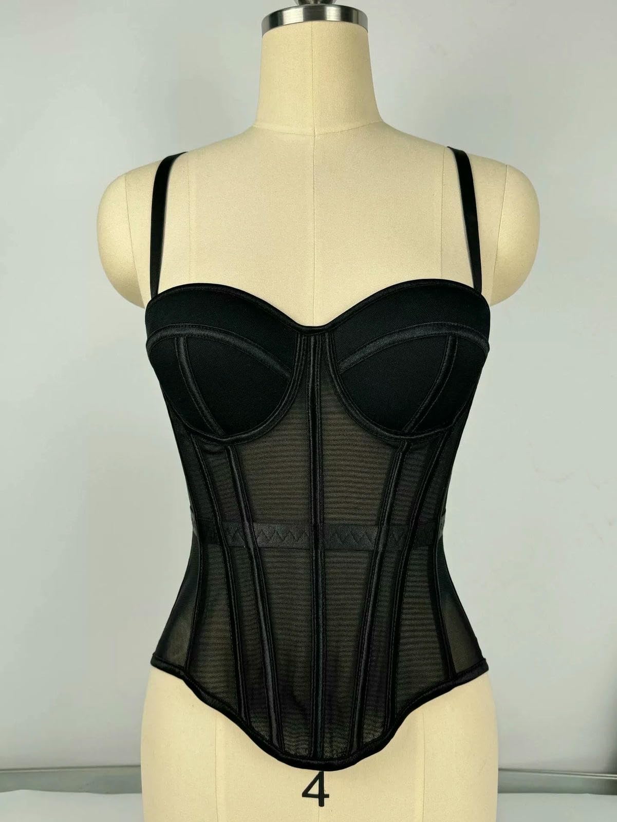 Ceinture amincissante Femme Bustino da Donna Sexy in Rete Trasparente A Vita, Elegante Modellante Donna, Corsetto Ragazza Sottile, Sera, Raccolto, Top Corto per Il Corpo-nero-40