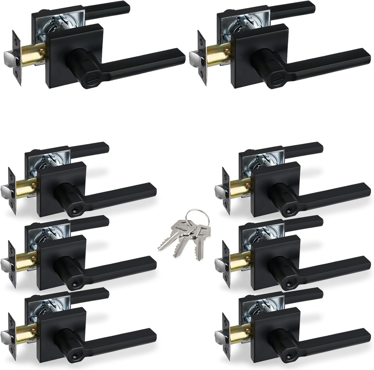 6pcs Keyed Alike Entry Door Levers & 2pcs Privacy Door Levers