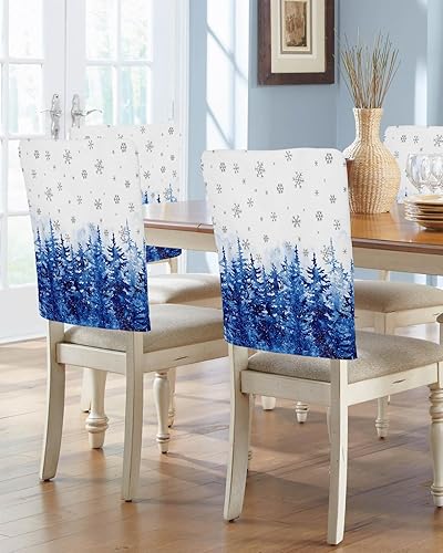 Paquete de 4 fundas para respaldo de silla de árbol de Navidad para sillas de comedor, lavables y extraíbles, protector de silla para boda, fiesta,