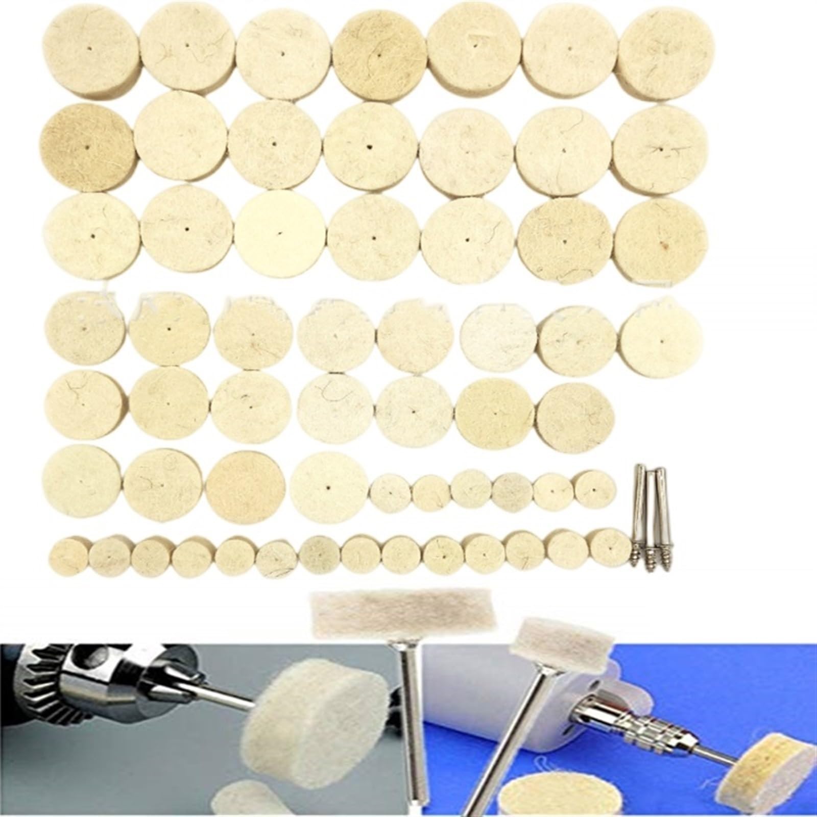 Tarcze Polerskie, Tarcze Listkowe Filc Wełniany Ścierna Tarcza Polerska Nakładka Polerska Szczotka Szlifowanie Głowica Szlifierska Wymiana Trzpienia 3Mm/64Pcs