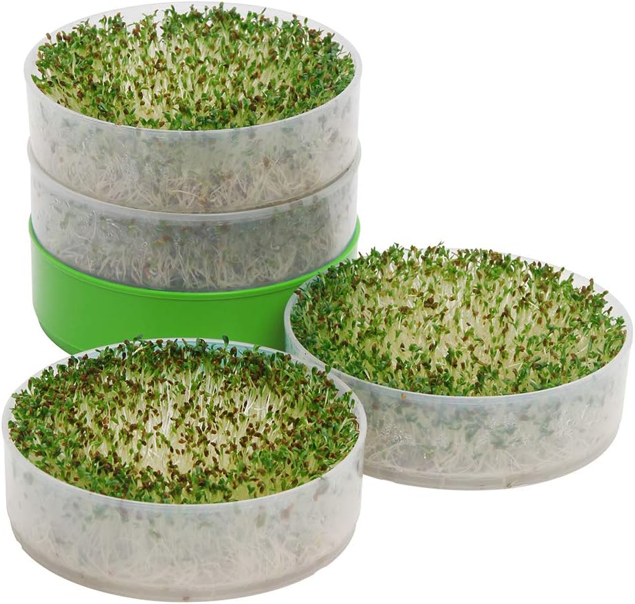KITCHEN CROP Deluxe Seed Sprouter with 4 Growing Trays and 1 Seed Packets, (Alfalfa Seeds) Easily Grow Sprouts Indoors for a Healthy Lifestyle