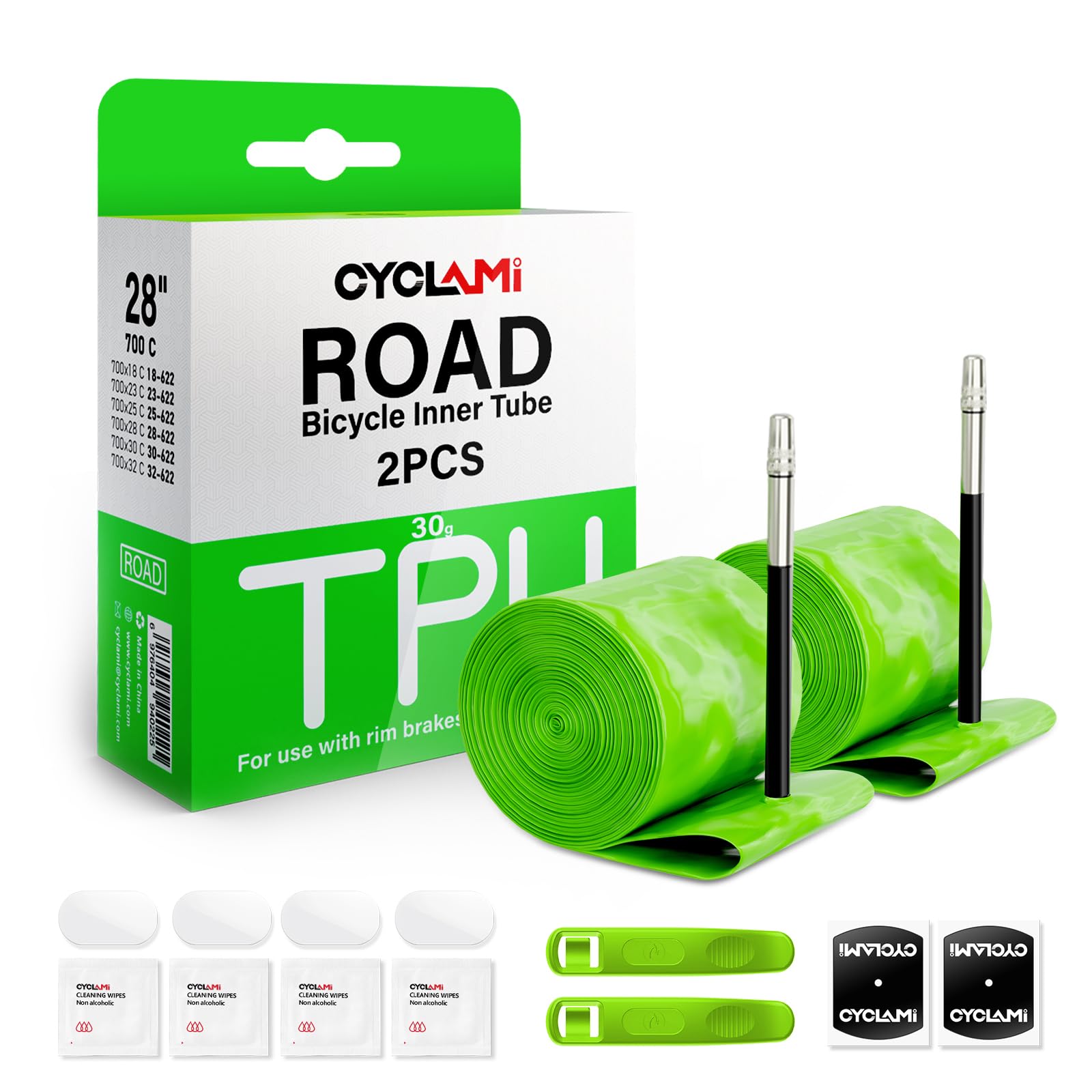 2 Pack TPU Inner Tube 700C x 18-32C for Road Bike Tire Upgraded Durability Bicycle Tube 85MM Length of Presta Valve Lightweight