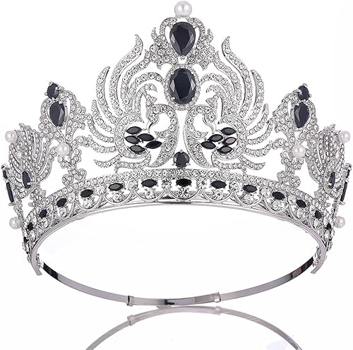 PHILISENMALL Corona barroca para mujer, tiara de cristal, coronas redondas, accesorios para el cabello para mujeres y niñas, accesorios para el