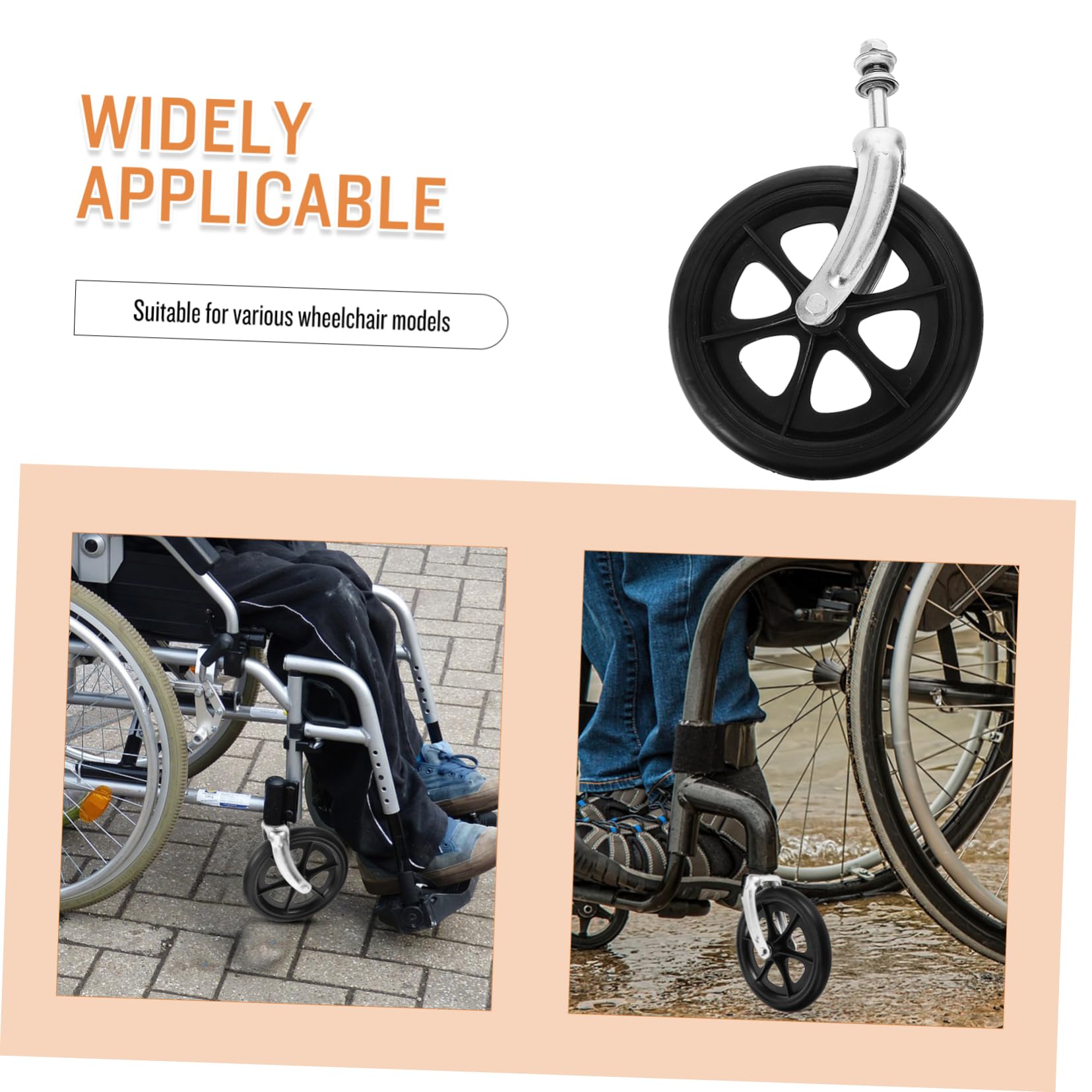Accessori per, ruote di ricambio per sedie a rotelle, ruote anteriori, ruote di ricambio per sedie a rotelle, con supporto a forcella in metallo