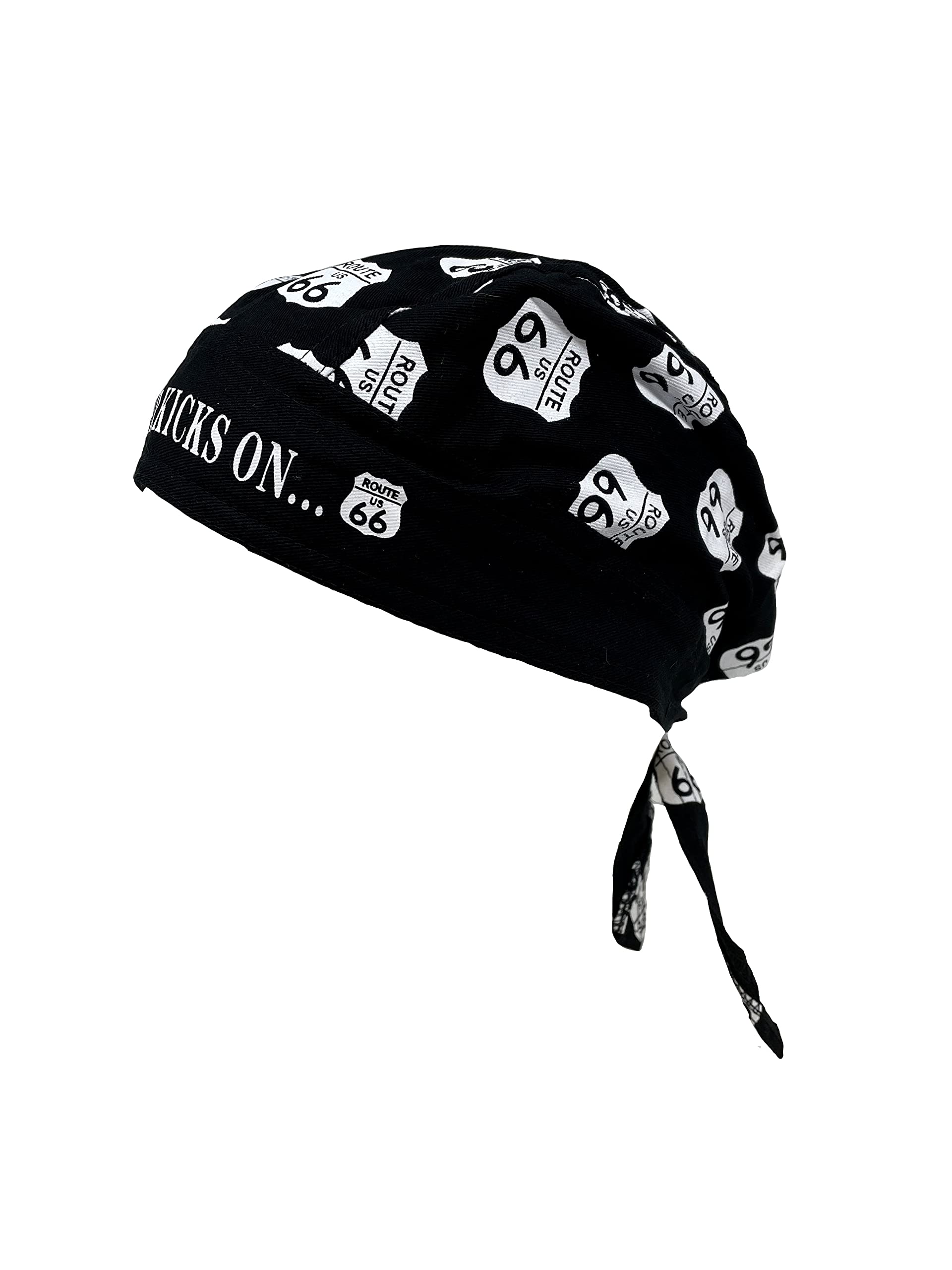 Headwrap Durag Doo Rag Skull Cap Hat Cotton with Sweatband Get Your Kicks on Route 66 Road Highway