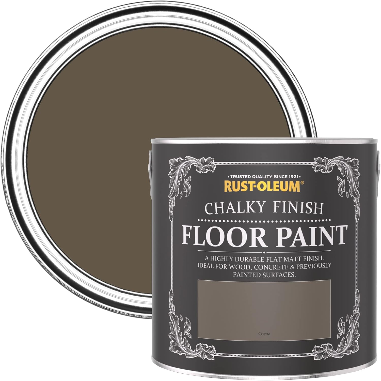 Rust-Oleum Brown Hard-Wearing Scratch-Resistant Floor Paint for Wood and Concrete - Cocoa 2.5 Litres