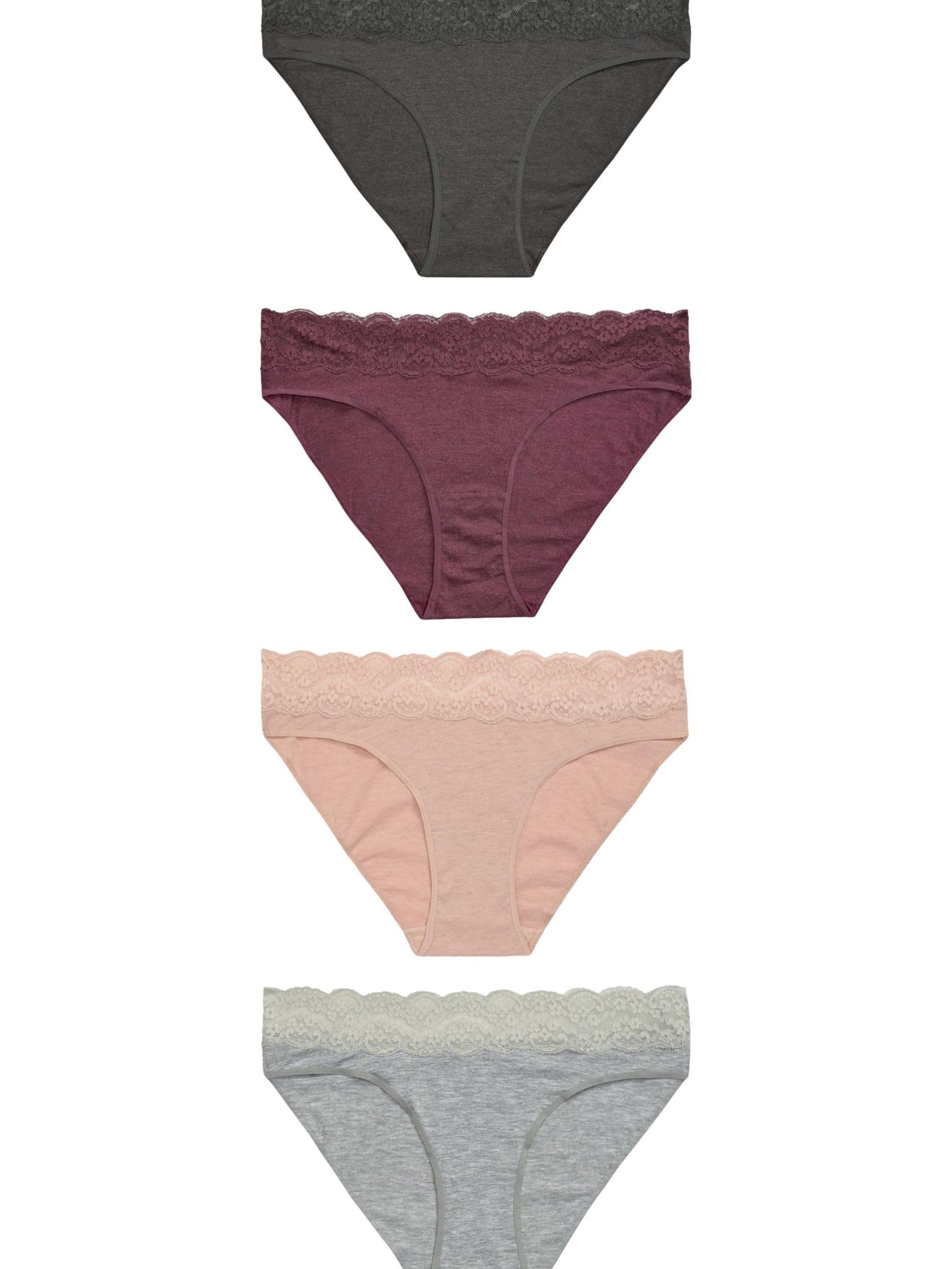 NEXT Donne Confezione da 4 Slip sgambati in Pizzo Grigio Marna/Rosa/Plum Numeric 40