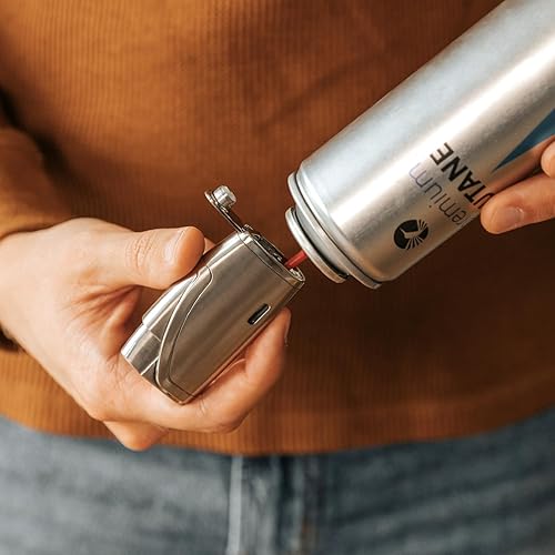 Miniatura 9 de CASE ELEGANCE Acabado de acero inoxidable cepillado con encendedor de cigarros de doble antorcha