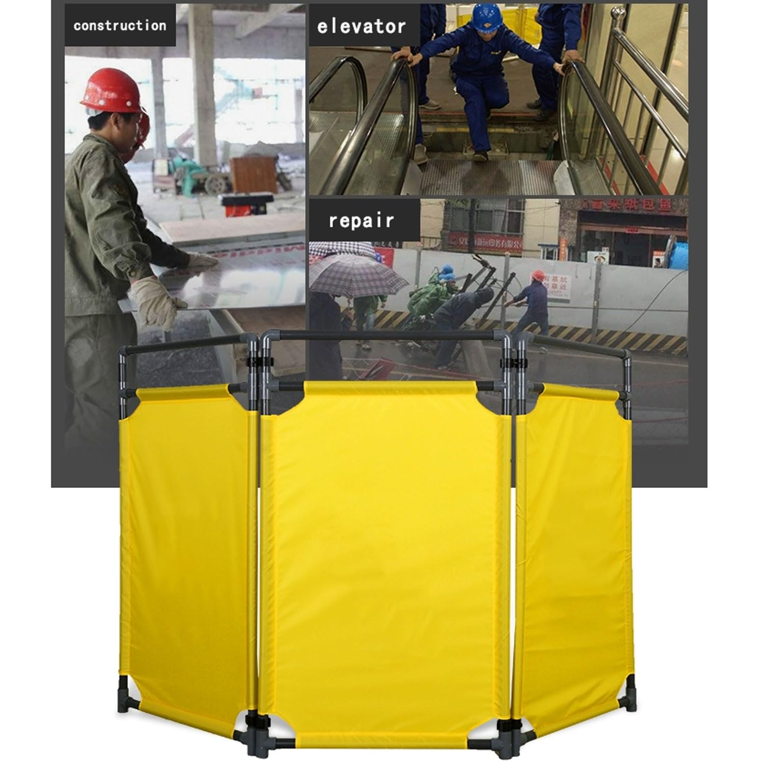 Barriera di sicurezza espandibile portatile – 3 pannelli pieghevole ascensore barriera cancello per costruzione, riparazione stradale, manutenzione, controllo del traffico, uso esterno