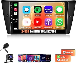 2+32G Android Car Stereo for BMW 3 Series E90 E91 E92 E93 2005-2012 Upgrade Replacement Radio Carplay Android Auto Mirror Link 30 Themes 9 inch Touchscreen Head Unit FM GPS Bluetooth+Backup Camera&MIC