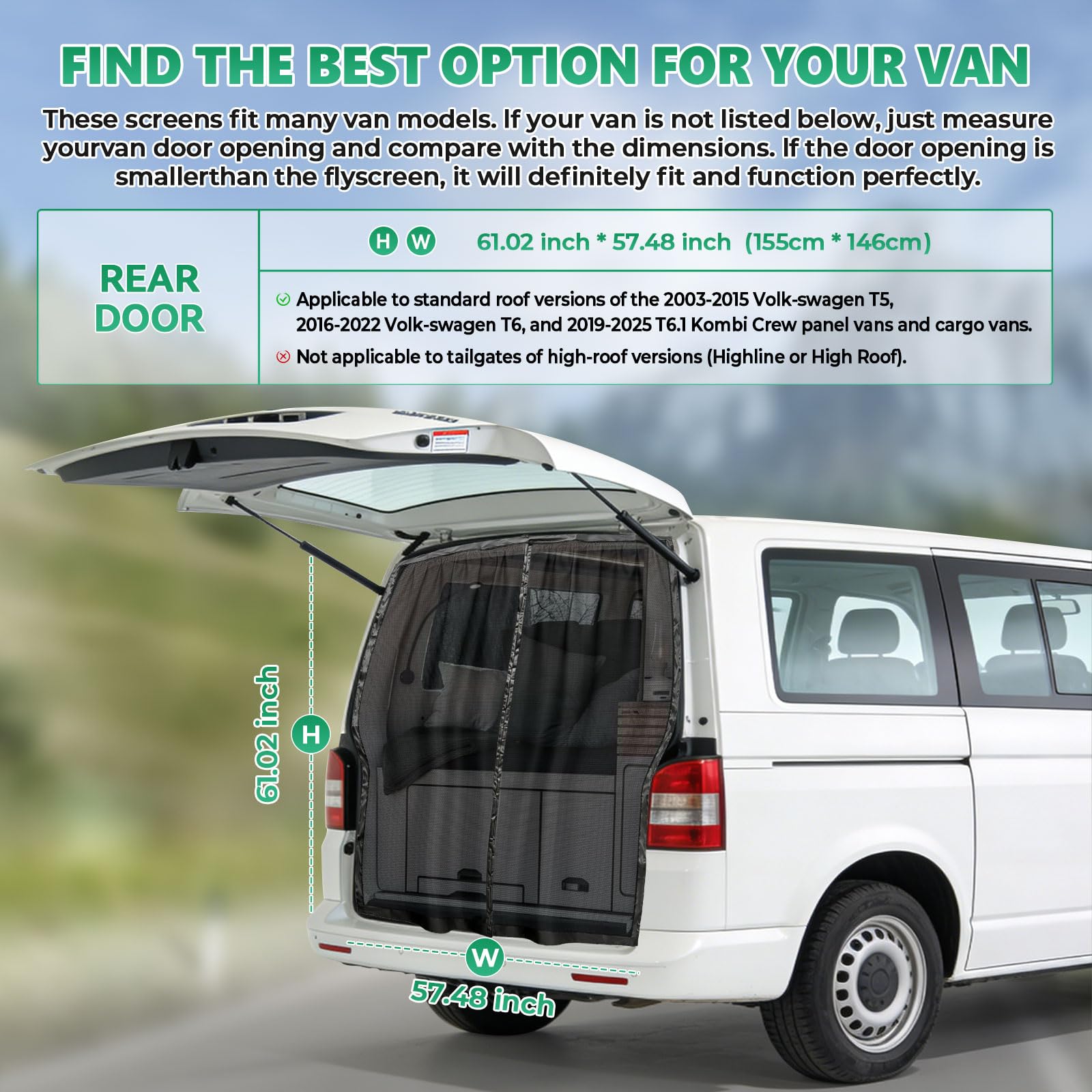 JOJOCY Moustiquaire magnétique pour van - Réseau anti-insectes pour VW T5 T6, moustiquaire pour van, protection contre les moustiques et les insectes pour porte latérale arrière, filet d'ombrage pour