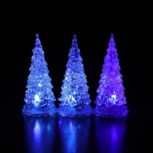 Miniatura 5 de NUOBESTY 8pcs Acrylic Clear Christmas Light Up Tree Tabletop LED Christmas Tree Glitter Tree Decor Night Light for Party Centerpiece Gifts