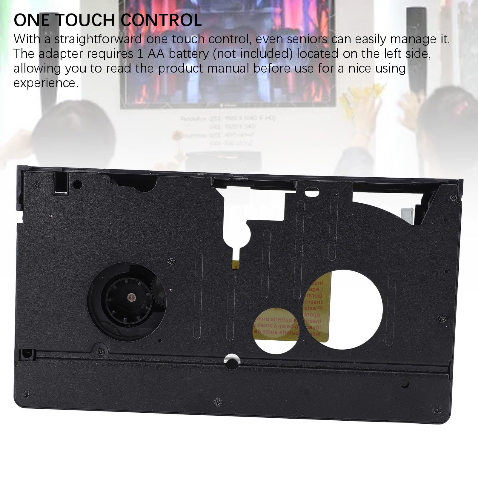 VHSC Cassette Adapter for VHS C and SVHS Tapes, One Touch Control, Bridge to the Past, Compatible with CP6BKU, CP6U, PVP1, VCA115, 4 Pcs Lens Clean Cloth