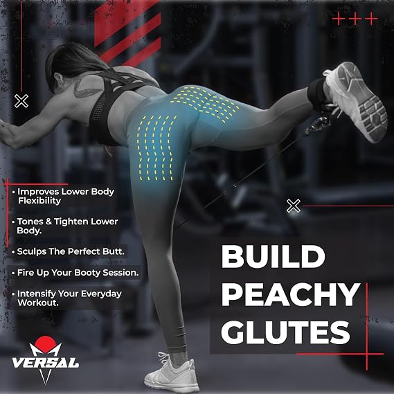 VERSAL Ankle Straps for Cable Machines Multi-Gym Attachment, Ankle Cuff Women Men 7mm Padded Weight Lifting Ankle Strap for Kickbacks, Glute Workouts, Leg Extensions, Hip Abductors