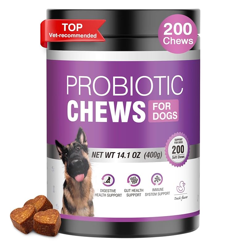 Suplemento probiótico para cães com Bacillus subtilis e prebióticos TTLXRL, 200 tabletes