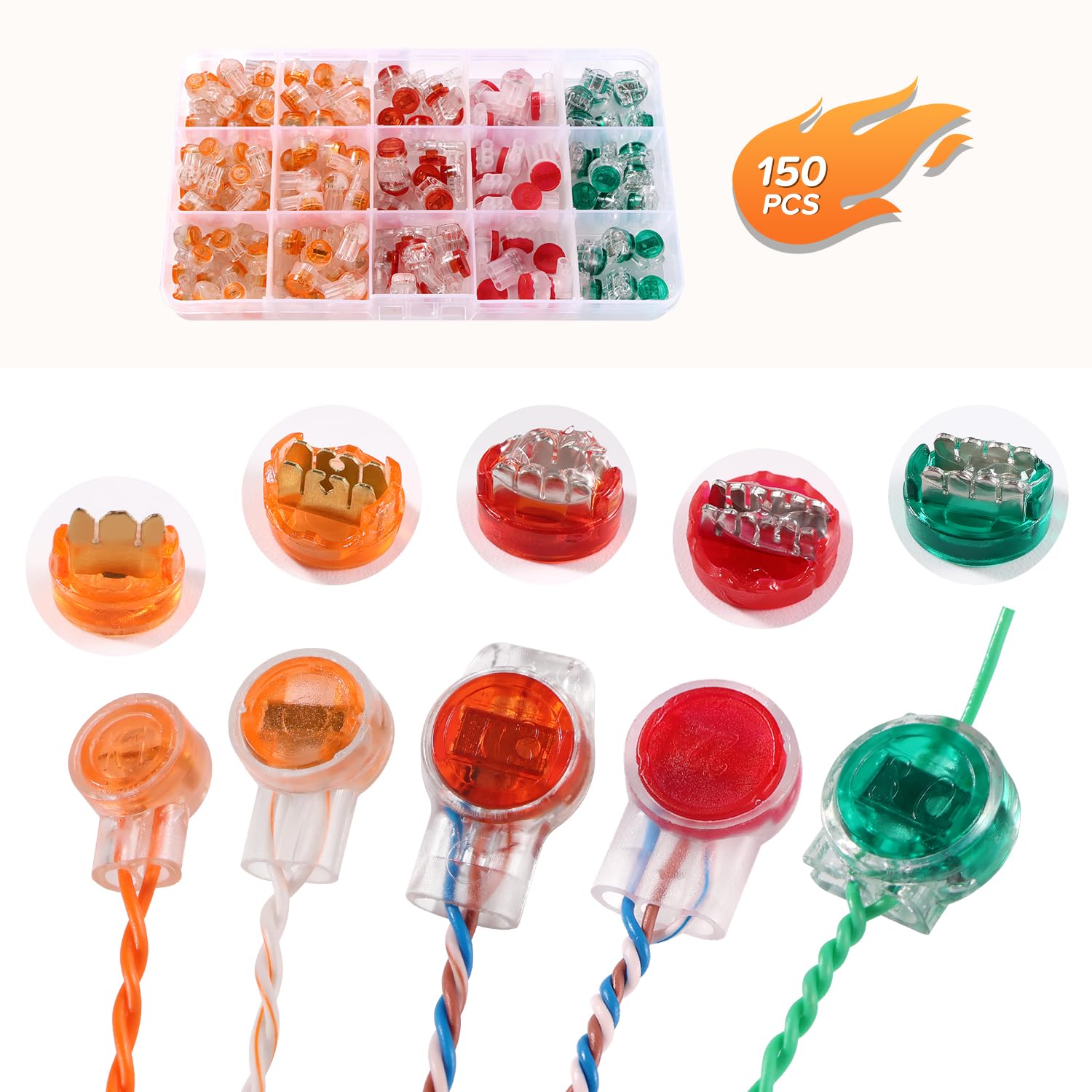 150 Pezzi UY/UY2/UR/UR2/UG Connettori per Cavi Telefonici Kit, Cavo Telefonico Riparazione Giuntura, Connettore con Gel, per Cavo Dati Cavo Telefonico