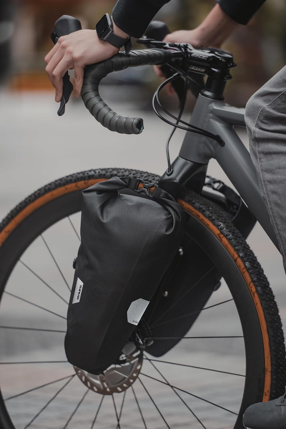 Topeak Fork Drybag mounted on a bicycle fork