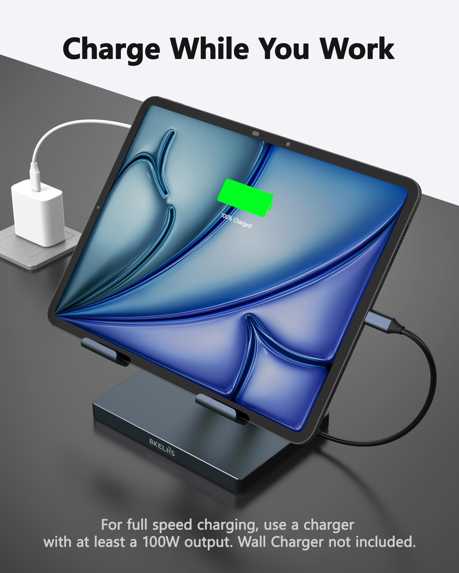 2026 iPad Pro USB C Hub Stand, Adapter for iPad Air M5 M4 M3 13 11 12.9 Inch Docking Station 4K 60Hz HDMI, RJ45 Ethernet, SD/TF Card Reader, 3 USB 3.0 Port, 3.5mm Audio, iPad A16 Galaxy Tablet Dock