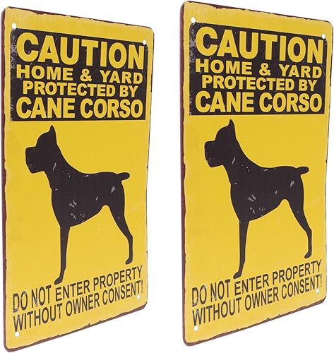 Miniatura 9 de Yardwe Letrero de cane Corso, 2 piezas de letrero de advertencia de perro de metal para decoración de pared para cerca, patio, puerta, hogar al aire