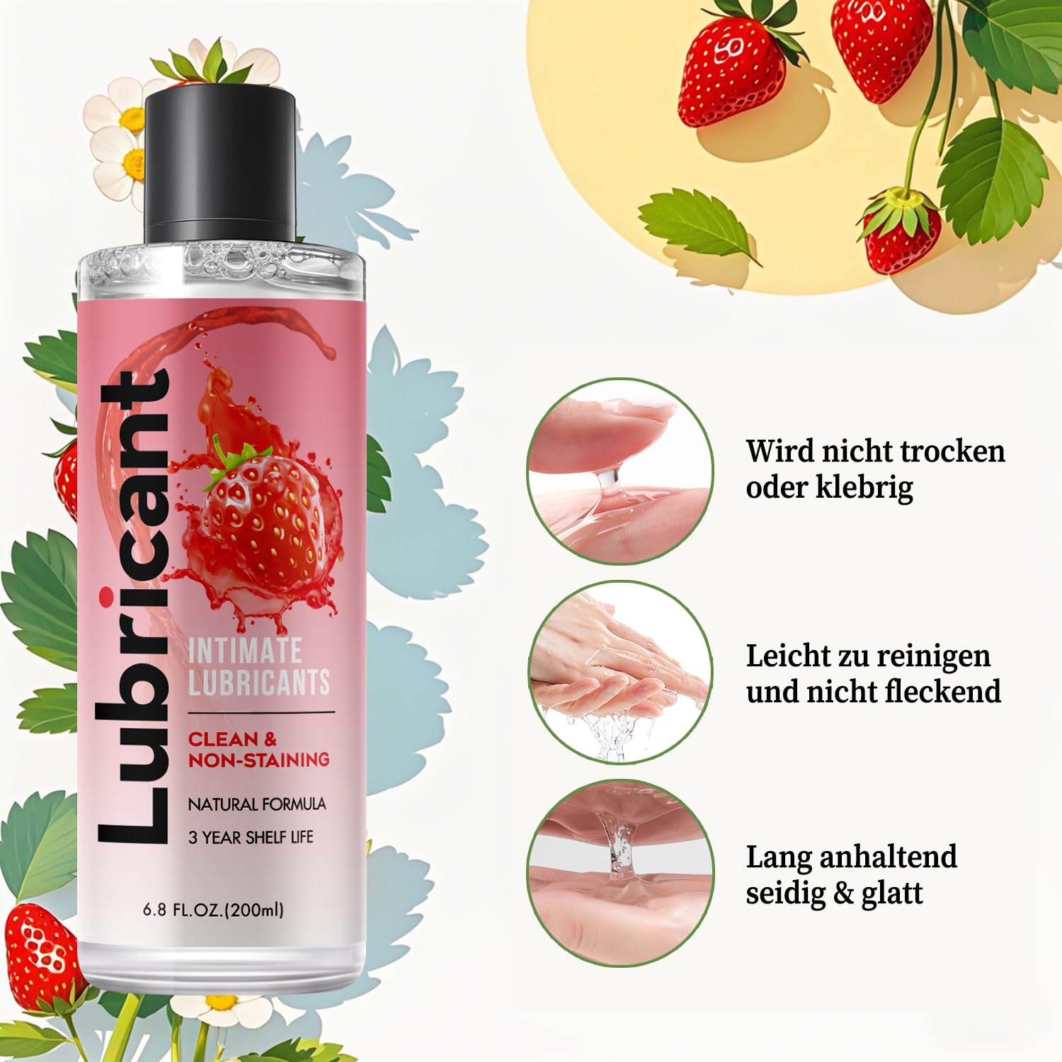 Persönliches Gleitmittel auf Wasserbasis ohne Ausspülen, Gleitmittel mit  Geschmack, Langanhaltendes, nicht klebendes Intim-Gel für die Paar-Massage  (Erdbeere) : Amazon.de: Drogerie & Körperpflege