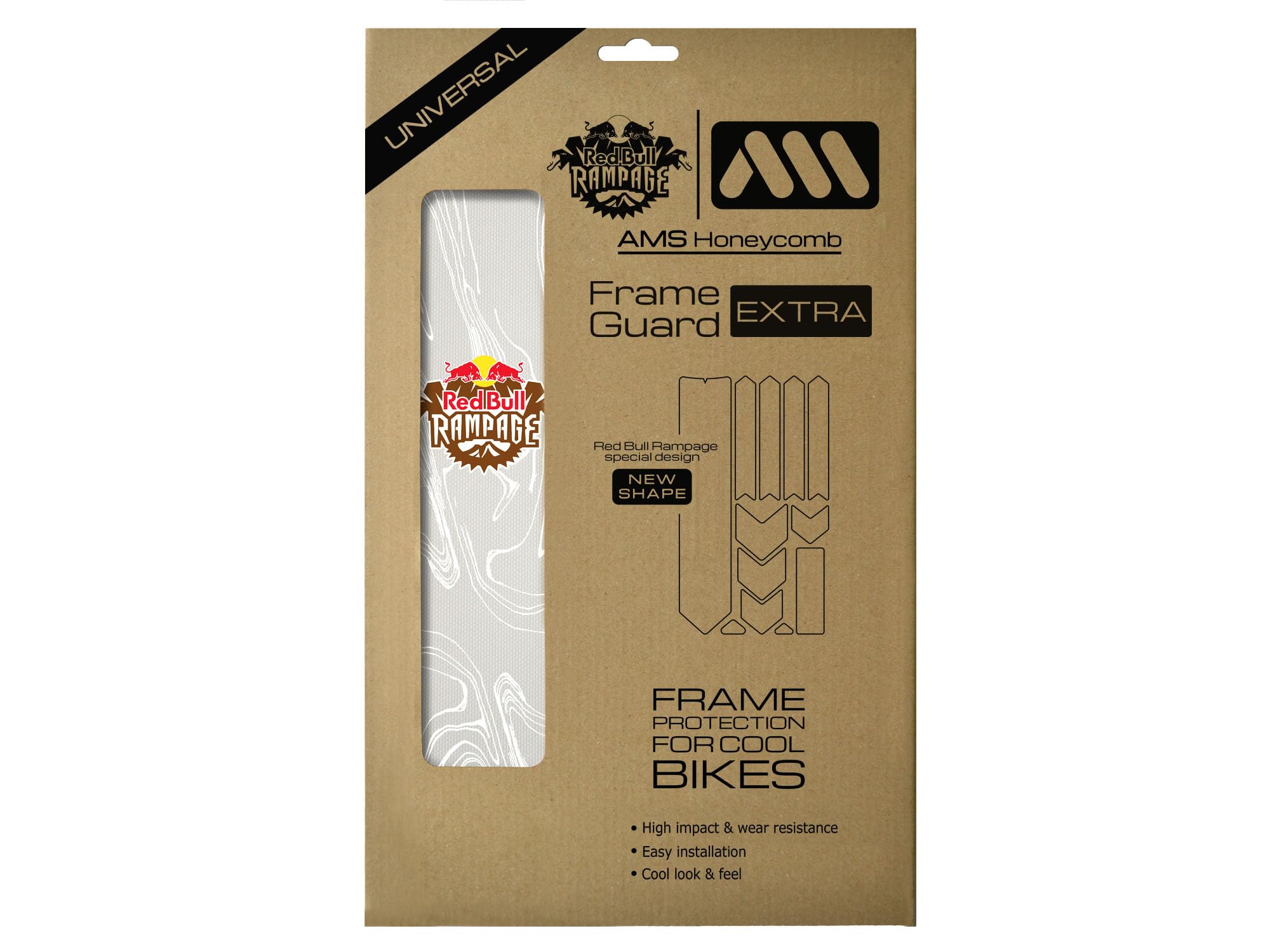 All Mountain Style AMS High Impact Frame Guard Extra – Protects Your Bike from Scratches and dings, Redbull Ram White — image 1