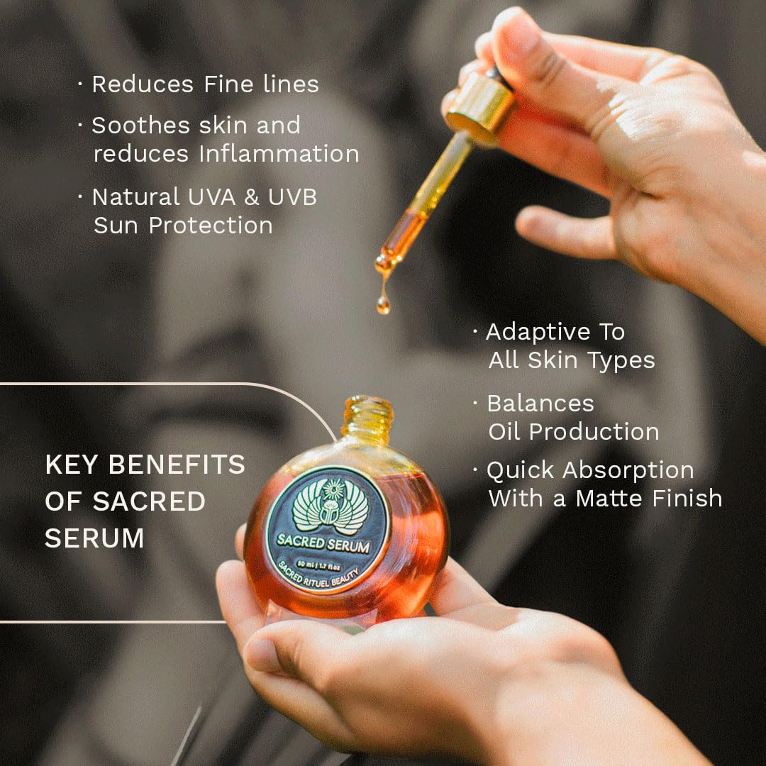 Sacred Rituel Sacred Serum™, Organic Face Oil for Dry Skin, Sun Kissed Glow, Antioxidant Botanical Blend, 50 ml Glass Vessel