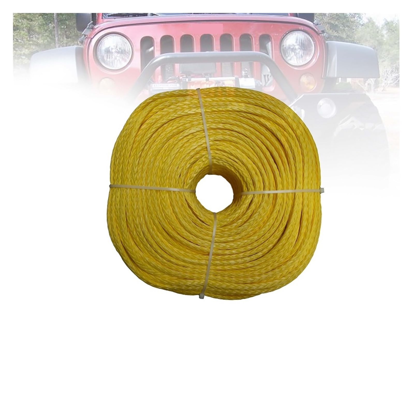 Winch Rope, 6mm 100meters UHMWPE Sailplane Winch Rope for Off Road Vehicle ATV UTV SUV Truck Boat Accessory(Giallo)