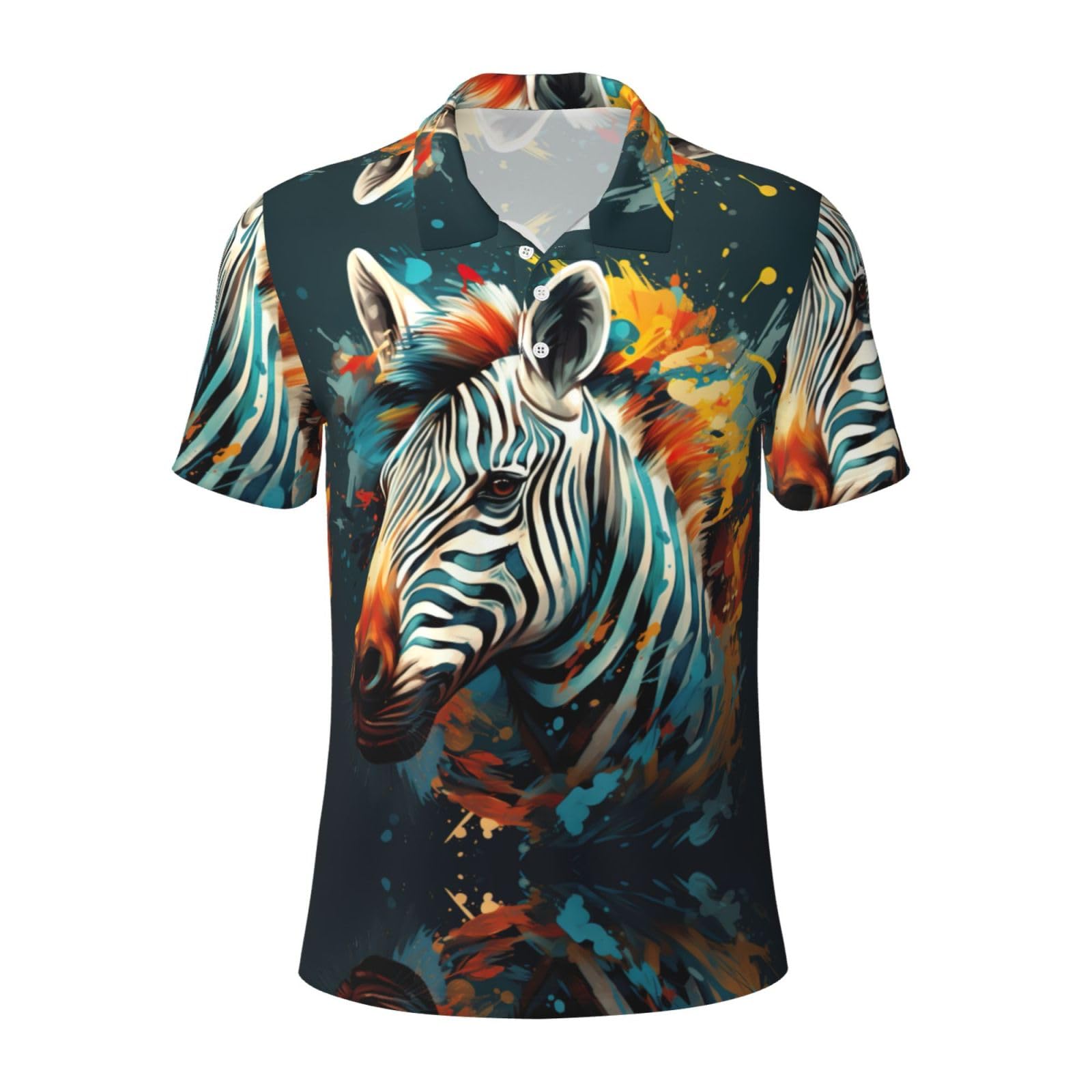 Jiuty Men's Black Abstract Animal Zebra Polo Shirts Short Sleeve Golf Shirt For Weekend Getaways, Beach Trips