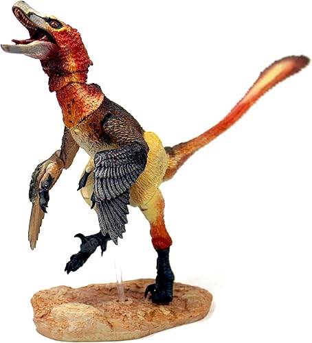 Velociraptor Mongoliensis - Figura de acción de dinosaurio a escala 2-16, miniatura articulada coleccionable de 12 pulgadas, pintada a mano