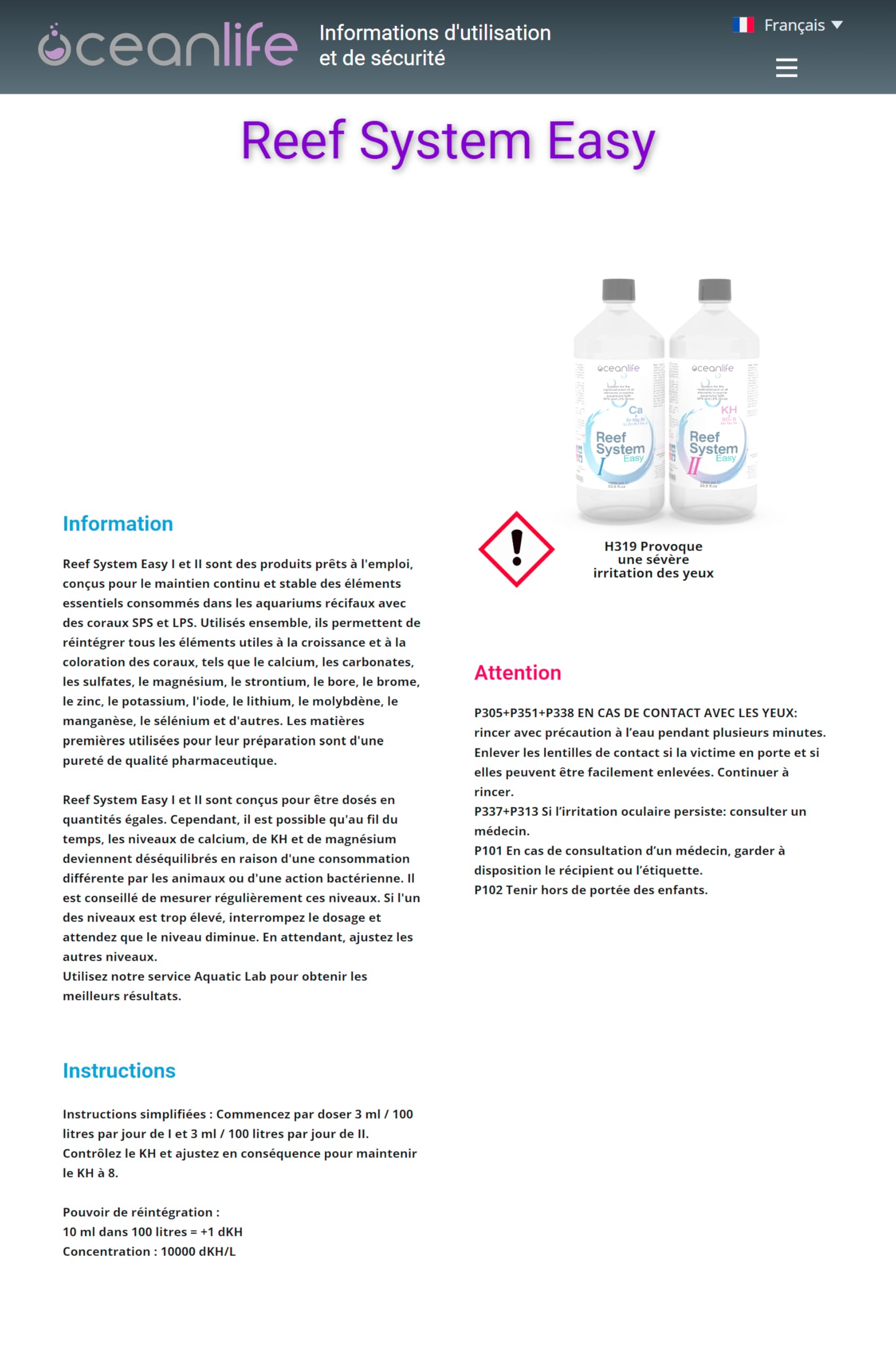 Oceanlife Reef System Easy I e II - 1000 ml