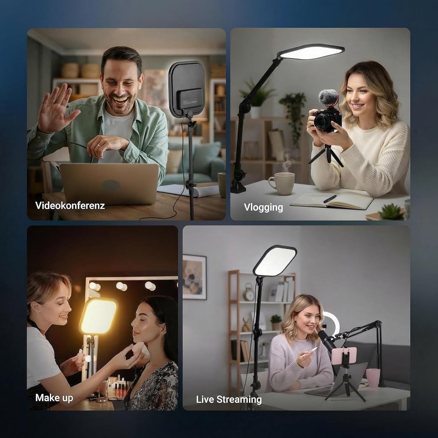 NEEWER Basics 10,8" Videokonferenz Licht mit Tischklemme, 15W, zweifarbig, randbeleuchtet, dimmbar, CRI95+ für Videoaufnahmen, Computer, Laptop, Zoom Anrufe, L220