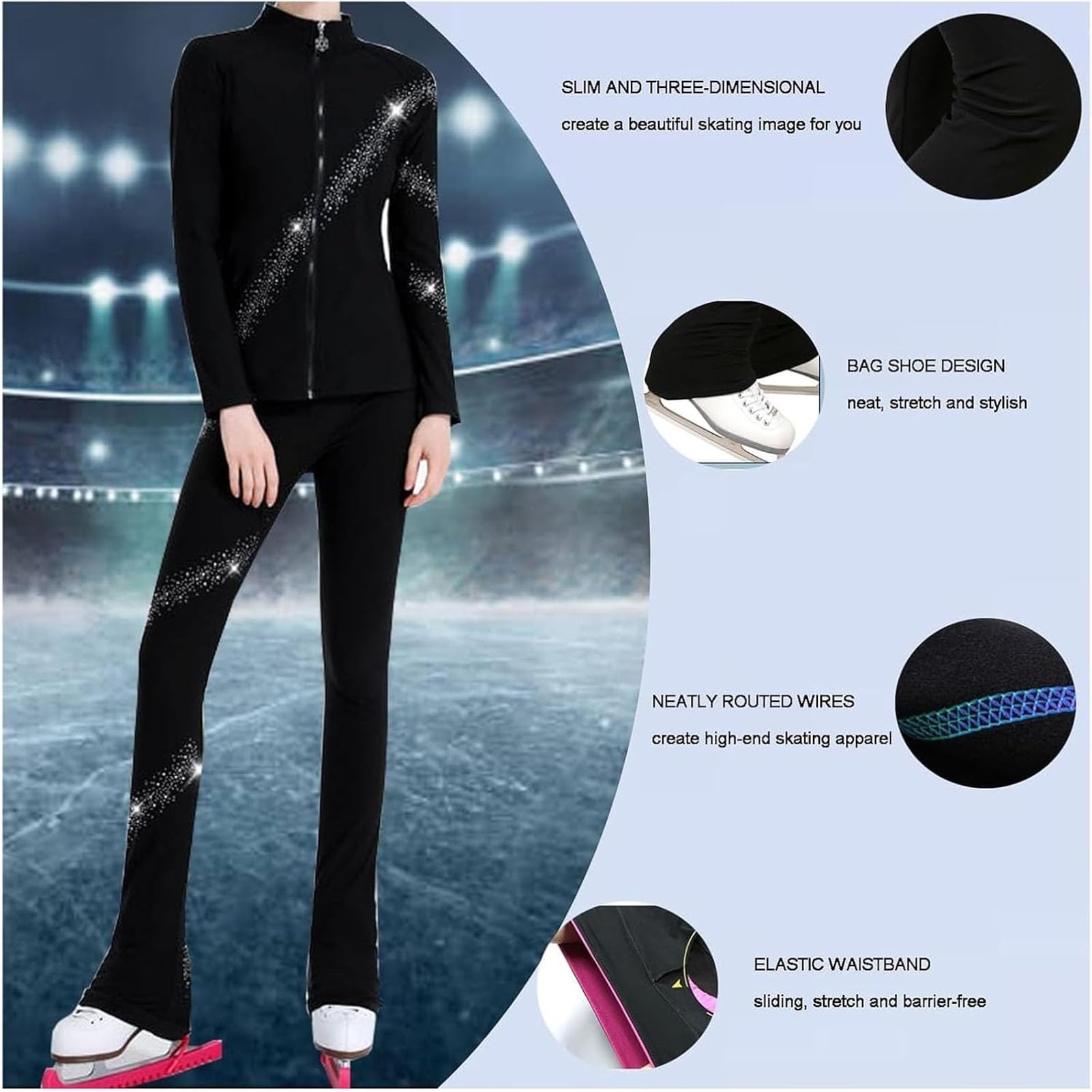 Pantalon de Patinage Artistique Collants Chauds De Qualité Pantalon Patinage D'entraînement De Patinage Artistique pour Femmes Pantalons
