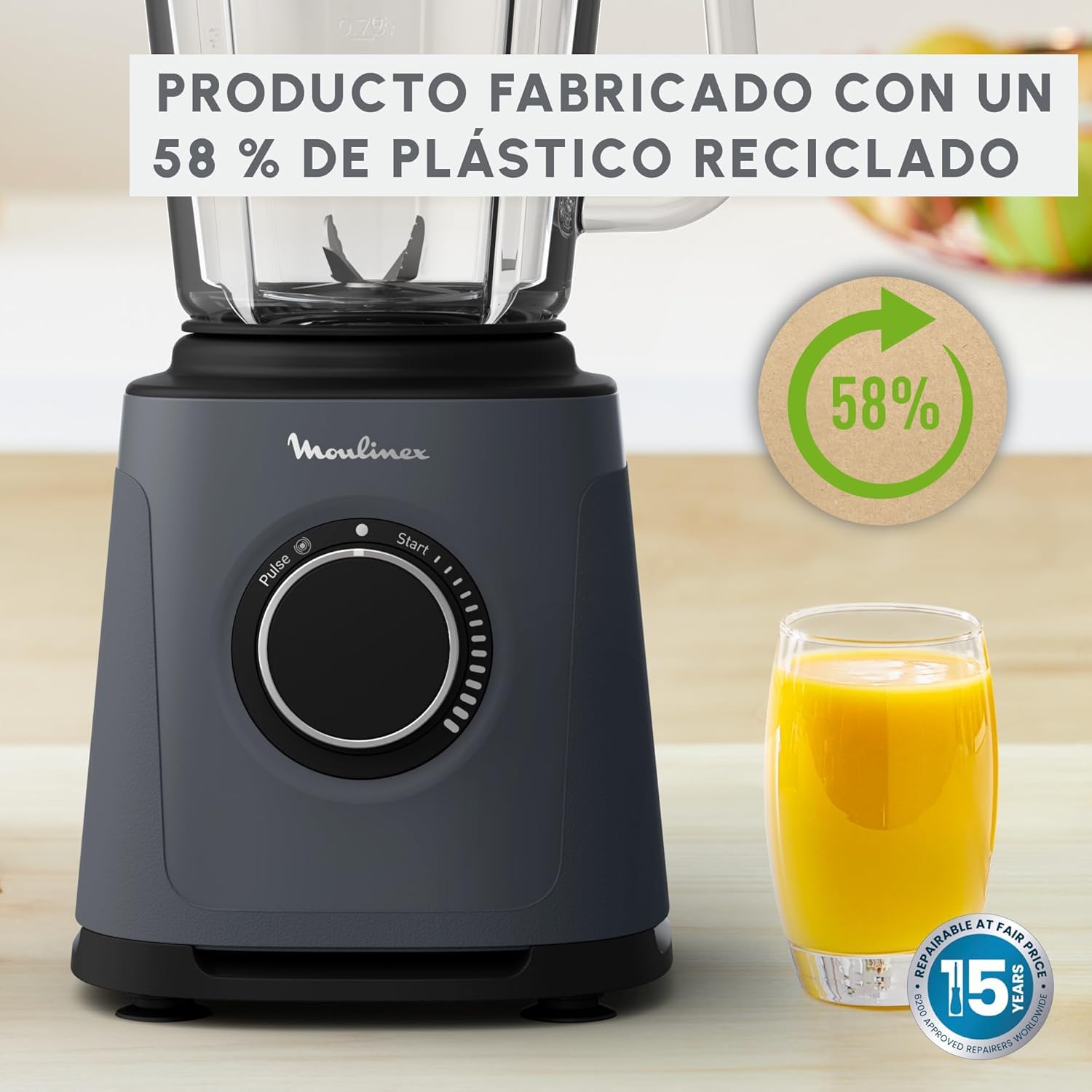 Moulinex PerfectMix Essential, batidora de alta velocidad, 1200 W, tecnología de cuchillas Powelix, fácil de limpiar, LM771BF0