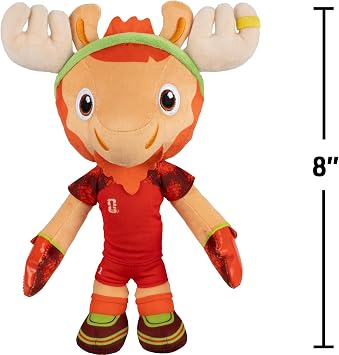 Jazwares FIFA World Cup 2026 Canada 8-Inch Plush - Official MapleTM the Moose Mascot with Red Uniform, Soft Collectible Toy for Fans - Ages 3+
